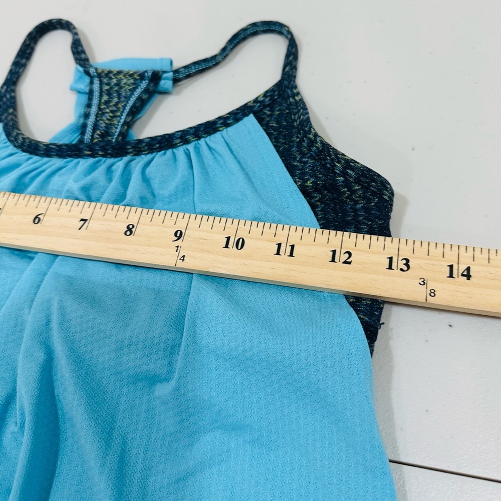 Lululemon No Limits Tank‎ Size 6 Blue & Navy Gathered Back Two Layer Tank Top - Picture 7 of 9